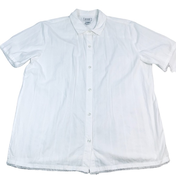 JENNIFER MOORE - Short Sleeve Button Down Shirt with Accent Trim - XL - Picture 2 of 12